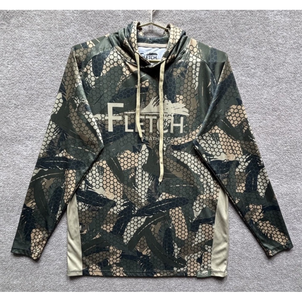 Fletch Feather Camo Hoody‎ Mens Small Green Coyote Digital Camo Hunting Hoodie